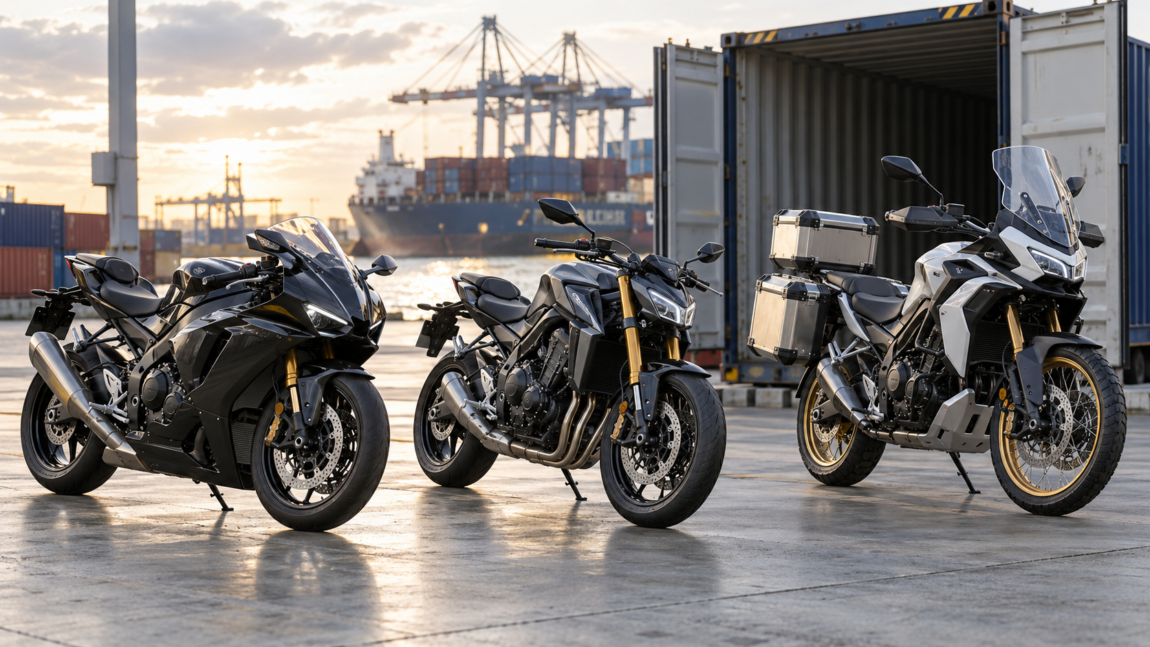 Motorcycle prepared for export